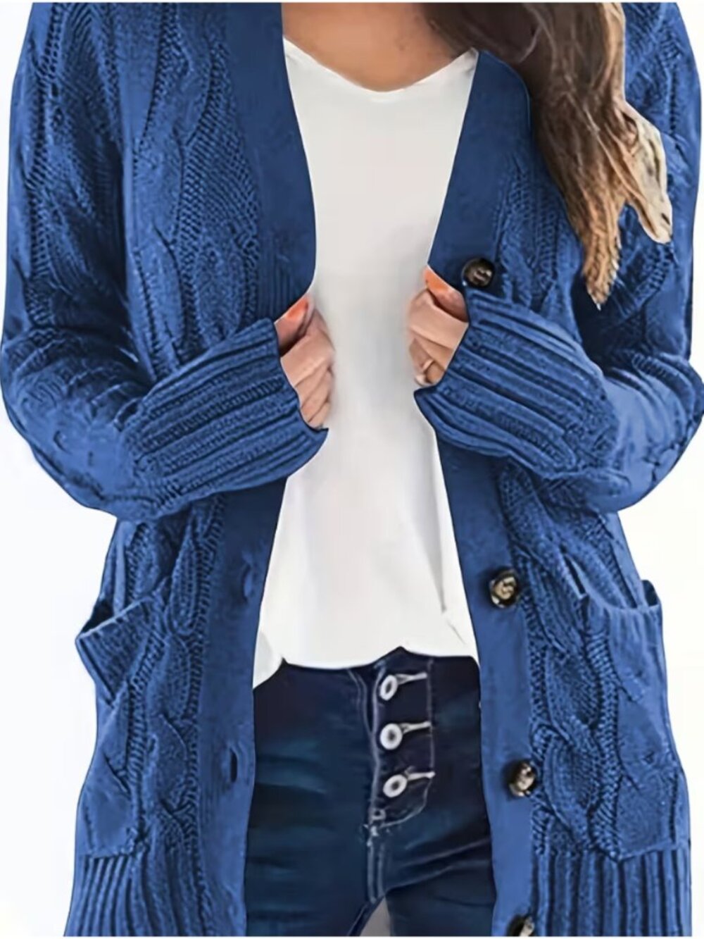 Plus Size Women’s Long Sleeve Cable Knit Button Front Cardigan Cozy Sz 0XL TEMU